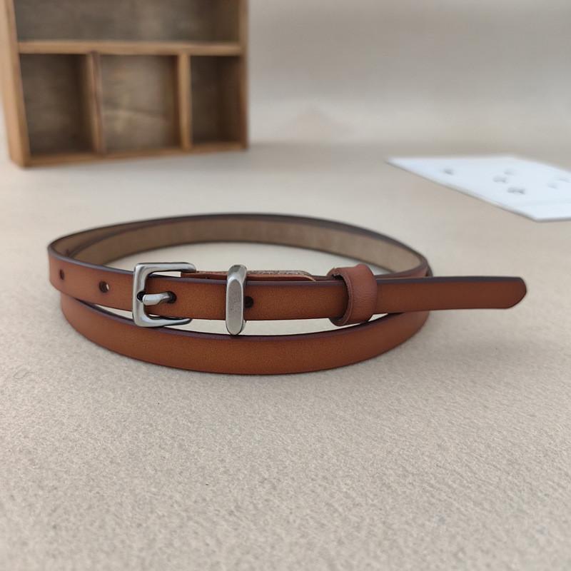 Genuine Leather Slim Belt Women With Alloy Pin Closure For Fashionable Use Daily