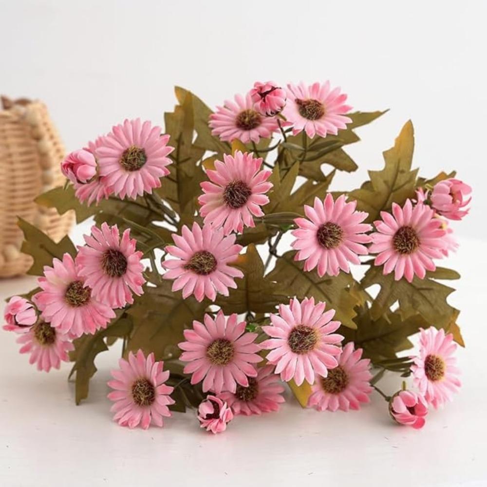 2 Pcs Fake Daisy Flowers Bouquets for Home Party Office Wedding Meeting Reception Table Decoration,Bulk High-end Lifelike Artificial Flowers