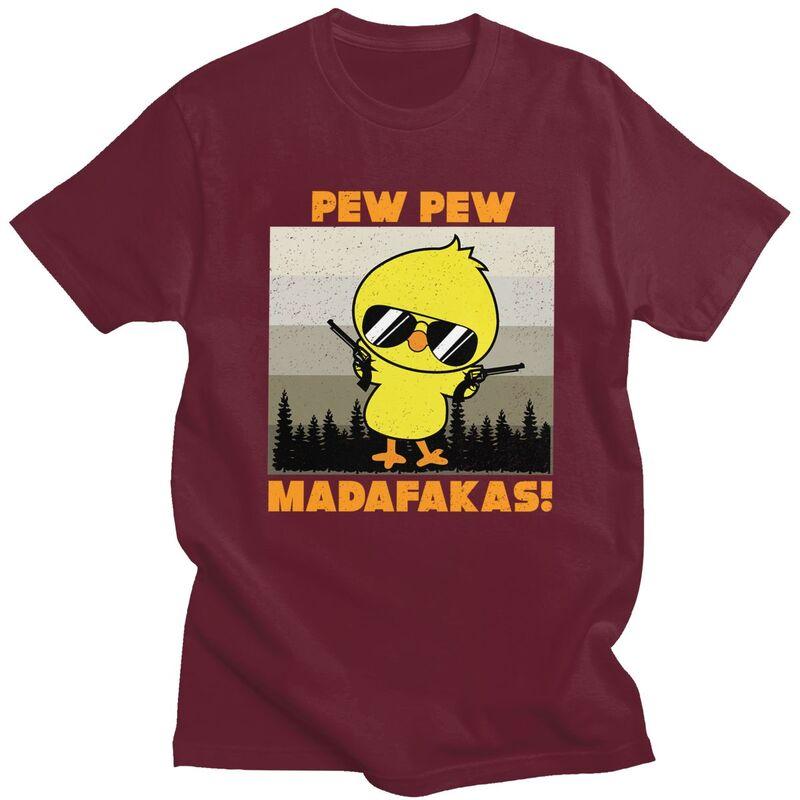 Мужские винтажные футболки Pew Madafakas с уткой, с коротким рукавом, для отдыха, модные, из чистого хлопка, подарок