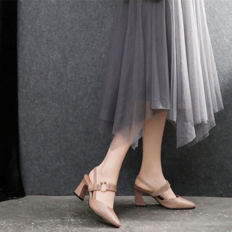 Spring and Summer Footwear Plus Size Sandals with Square Head, Horseshoe Heels and High Heels