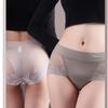 Women Luxury Satin Panties Tummly Control Summer Sexy Lace Briefs High Waist Plus Size Cotton Crotch Breathable Underpants Lingerie Underwear