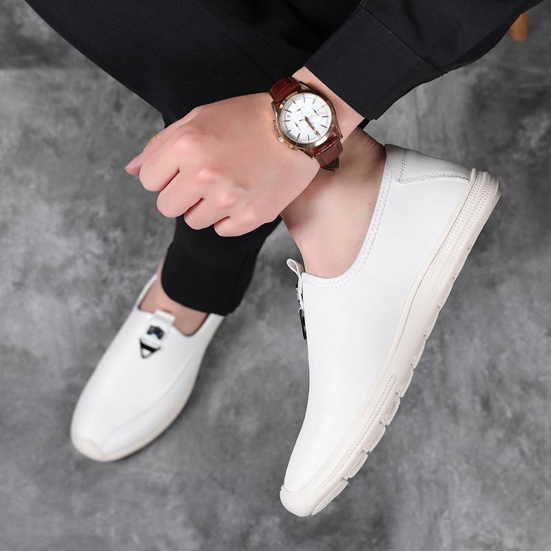 Модные мужские лоферы из натуральной кожи, дышащие, 2024 весна-осень, новая модная повседневная обувь для вождения для мужчин, однотонные туфли