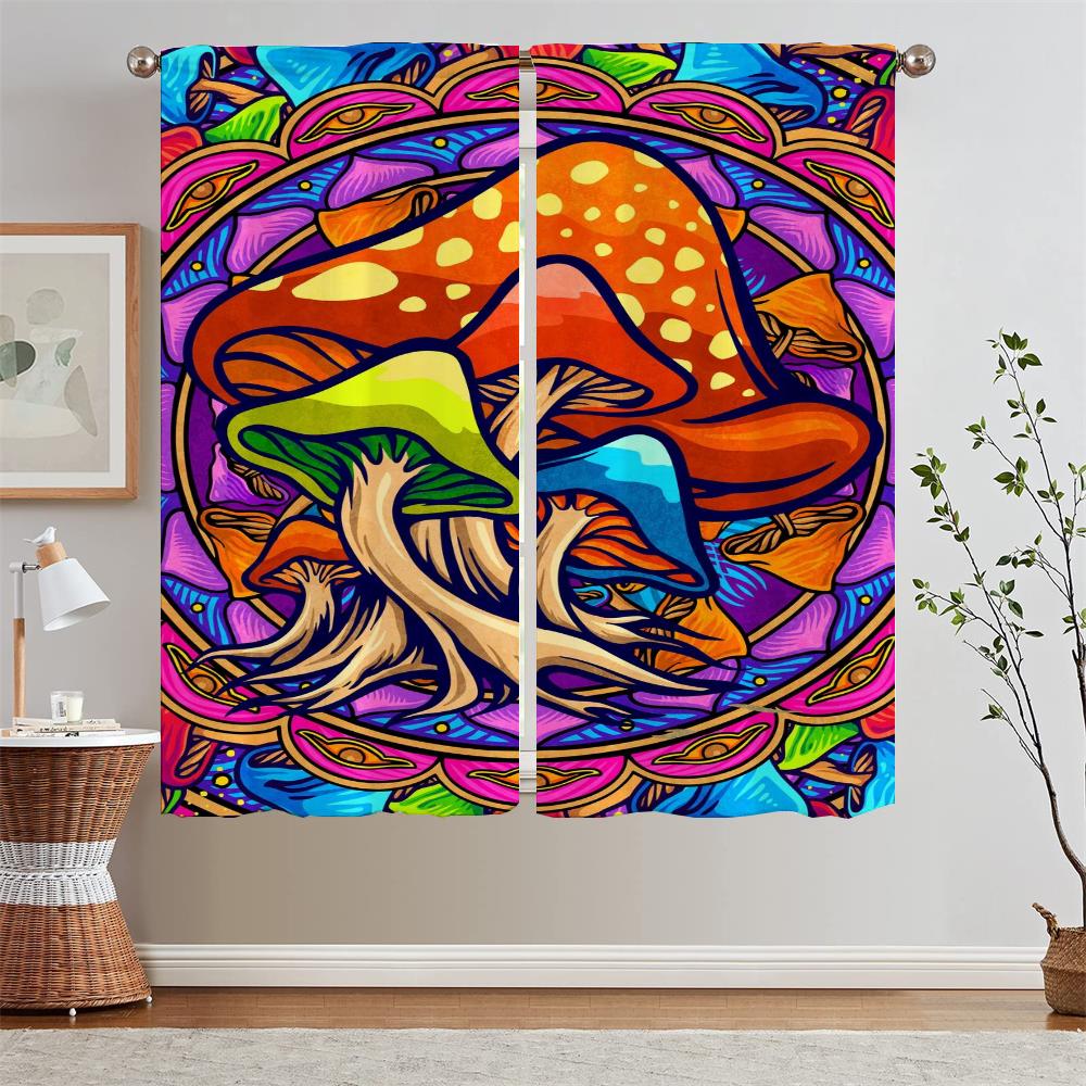 Abstract Mushroom Pattern Christmas Curtains for Living Room Ready Curtains Cheap Things With Free Shipping for Home Blind Curls