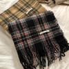 New Soft Imitation Cashmere Tassel Plaid Scarf Winter Female Couple Shawl Red Cold Proof Versatile Thickened Scarf