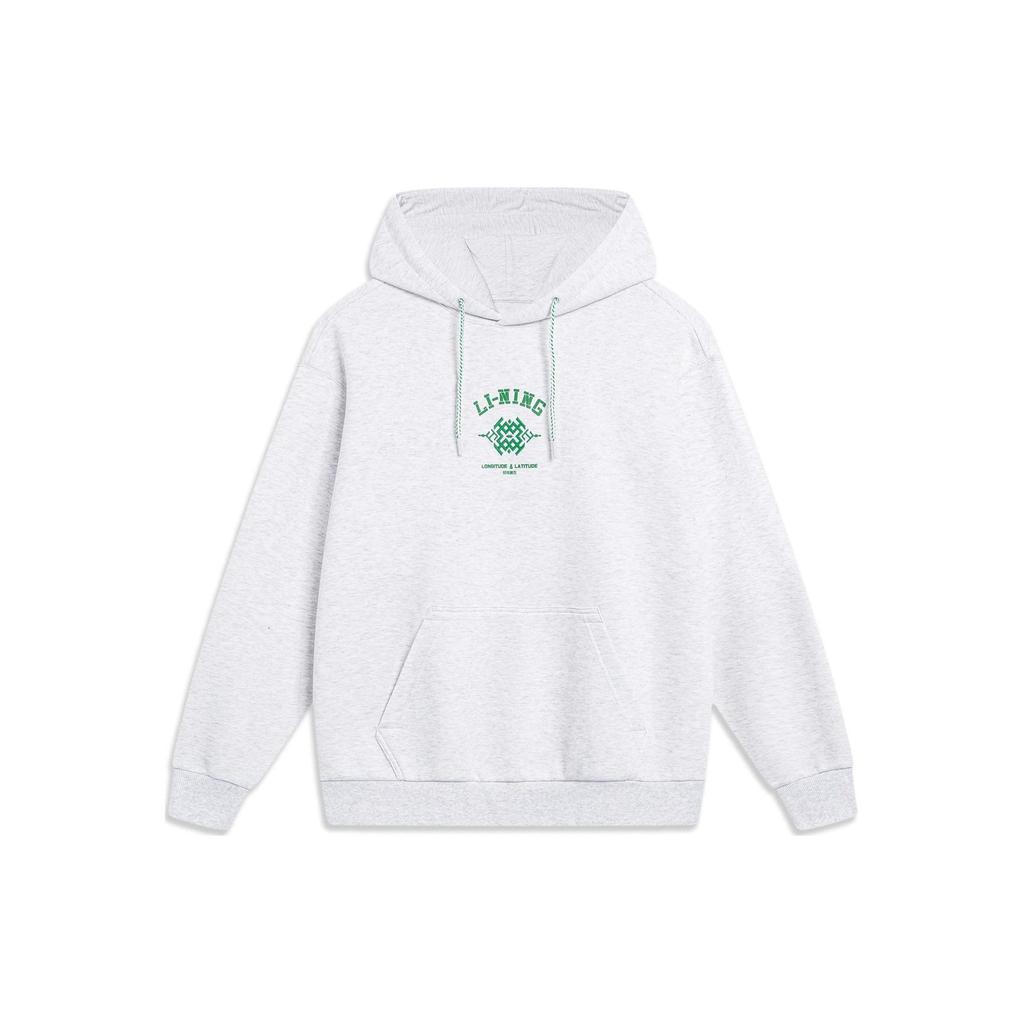 Li Ning Sports Lifestyle Series Letter Hooded Pullover Sweatshirt Men Sweatshirt Flower-Gray Deep-Antarctic-Gray AWDT377-1