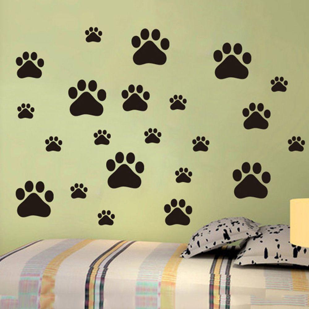 22Pcs/set Children's Room Removable Vinyl Wall Stickers Cat Dog Paws Home Mural Refrigerator Decal
