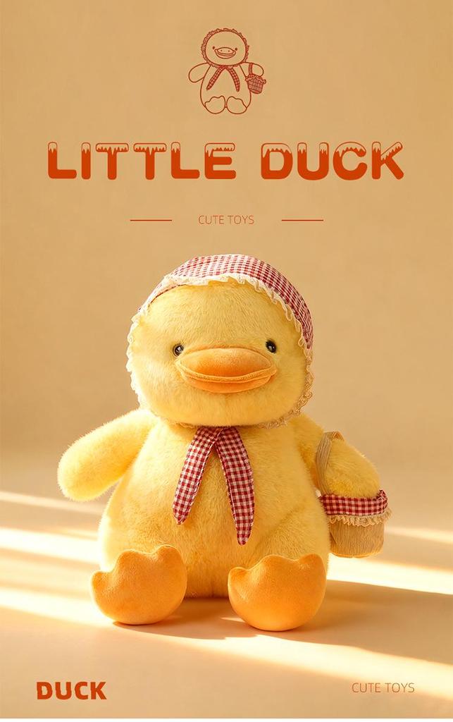 Yellow Duck Plush Toy with Scarf - Cute Little Doll Animal Figure, Perfect Birthday Gift Ornament