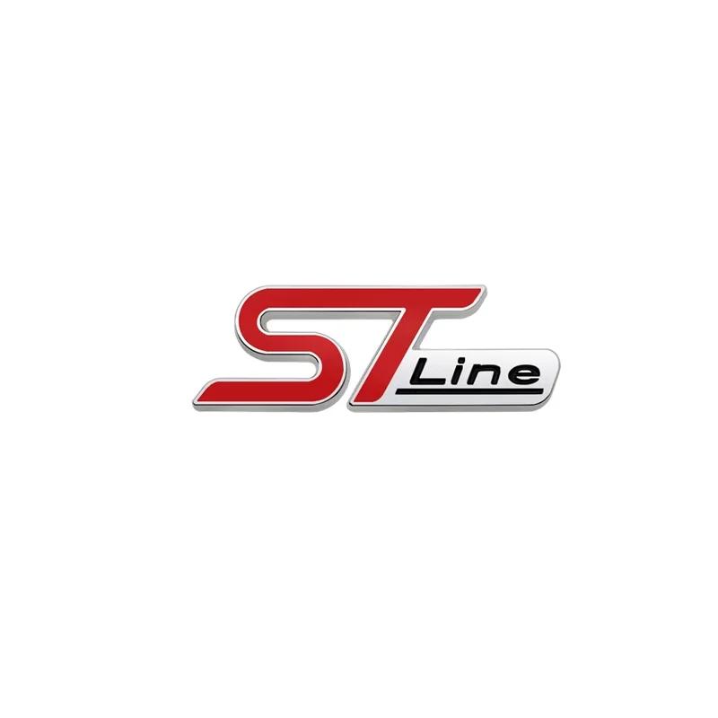 TQ0123D Metal ST Line Head Front Grille Car Trunk Emblem Badge Chrome Sticker For Ford Focus x 2 3 Kuga Fiesta Mondeo Auto Styling