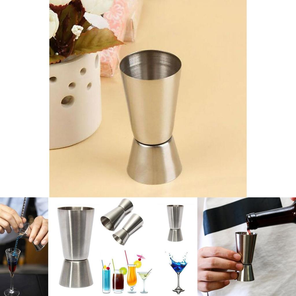 Steel Jigger Double Shot And Single Shot Measure Cup With Elegant Double Tone Finish For Cocktails