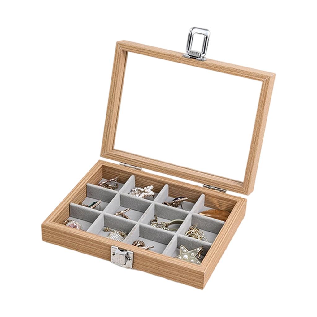 Elegant Wooden Jewelry Box with Dustproof Lid Necklace and Ring Organiser Case Accessories Storage Container for Home