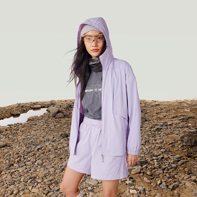 Li Ning CF Защита от ультрафиолета UPF 50+ Прохладный Легкий Солнцезащитный Костюм Женская Верхняя Одежда Фиолетовый AFDU714-1