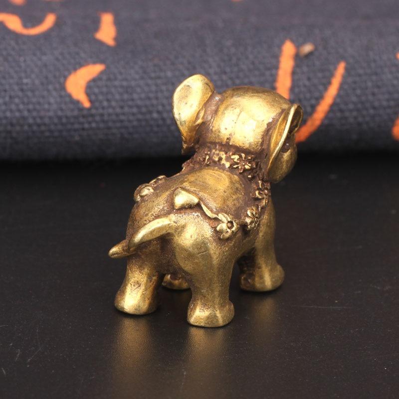 Antique Bronze Minature Elephant Figurines Tea Pet Table Ornament Decorations Solid Copper Animal Crafts Home Decor Living Room
