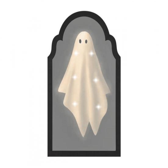 Зеркало-призрак на Хэллоуин, жуткое зеркало-голограмма с призраком и скелетом, со светодиодной подсветкой для украшения дома и спальни на Хэллоуин