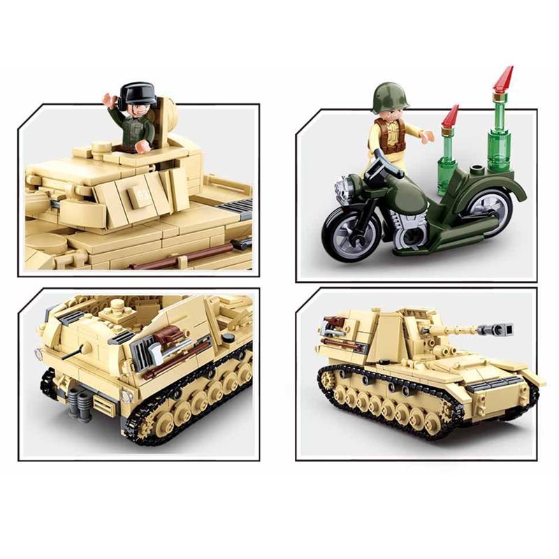 WW2 Пособия по немецкому языку, средний танк, набор из четырех кирпичей, классическая модель оружия, детские игрушки, совместимые с Lego