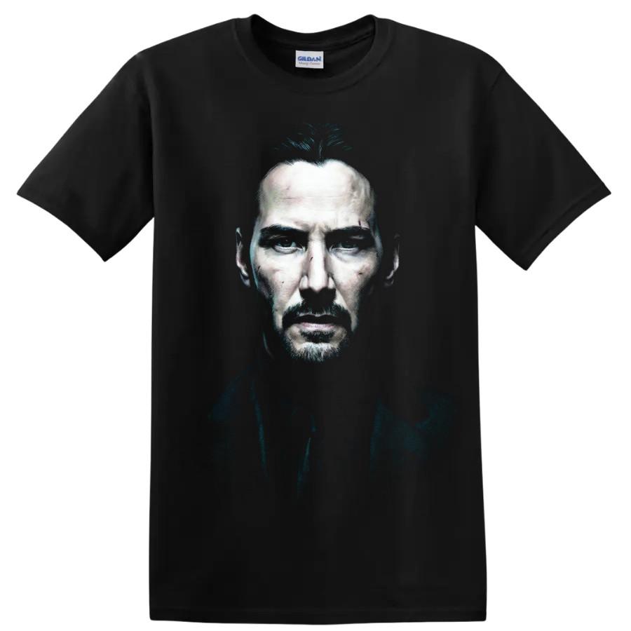 John Wick Keanu Reeves Portrait T Shirt Dark Action Movie Graphic Tee Gift Art
