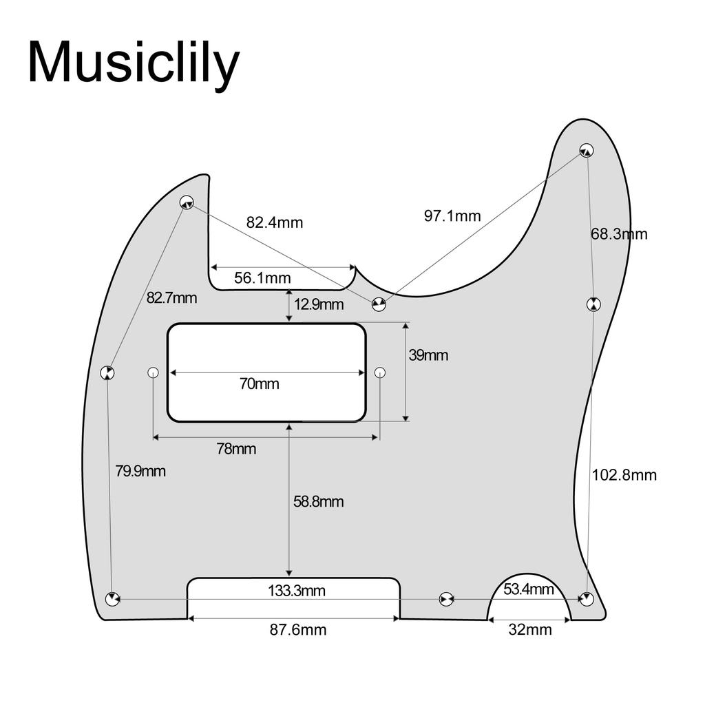 Musiclily TL Хамбакерный ПУ Телекастер Пикгард для Fender USA/Mexico Standard Tele Электрогитары, 1-компонентный Черный