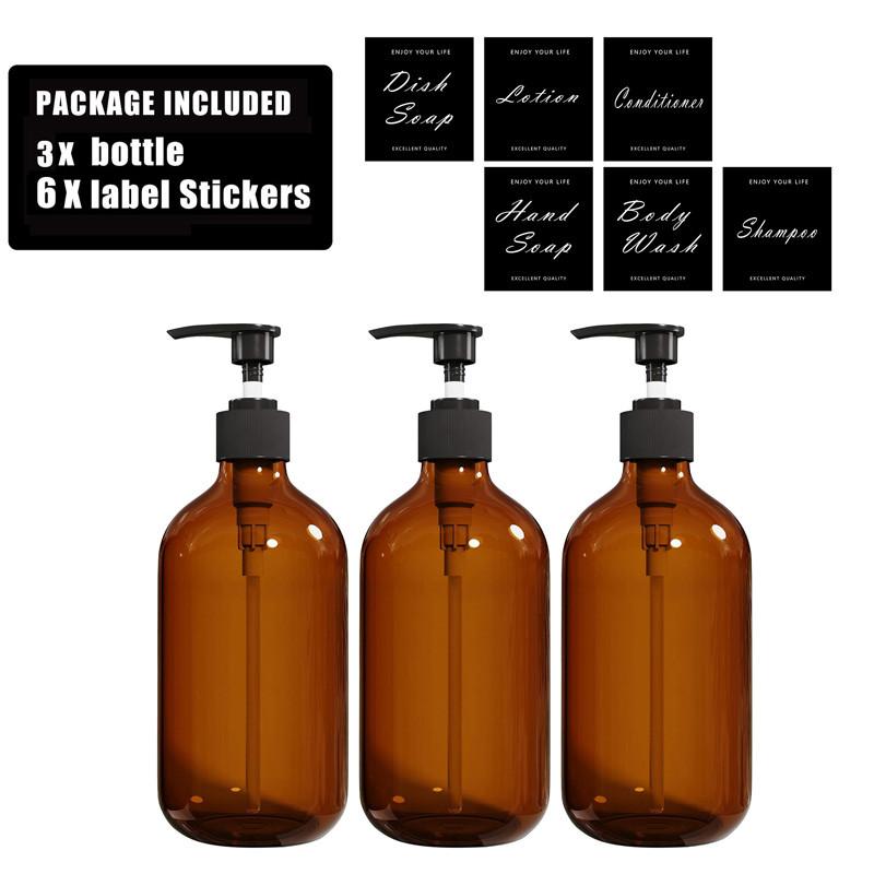 Дозатор для мыла коричневый 500 мл с этикеткой на подносе, пустой контейнер для хранения жидкого лосьона с ручным насосом