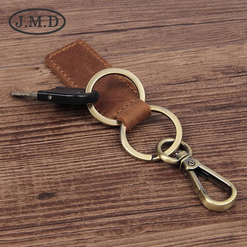 Handmade Genuine Leather Vintage Cowhide Bronze Car Keychain - Creative Small Gift