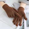 Зимние перчатки с сенсорным экраном для женщин и мужчин, теплые, вязаные, эластичные, варежки, имитация шерсти, с закрытыми пальцами, женские, крючком, утолщенные