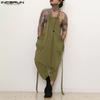 Men Suspender Drop-crotch Jumpsuits Long Baggy Cargo Overalls
