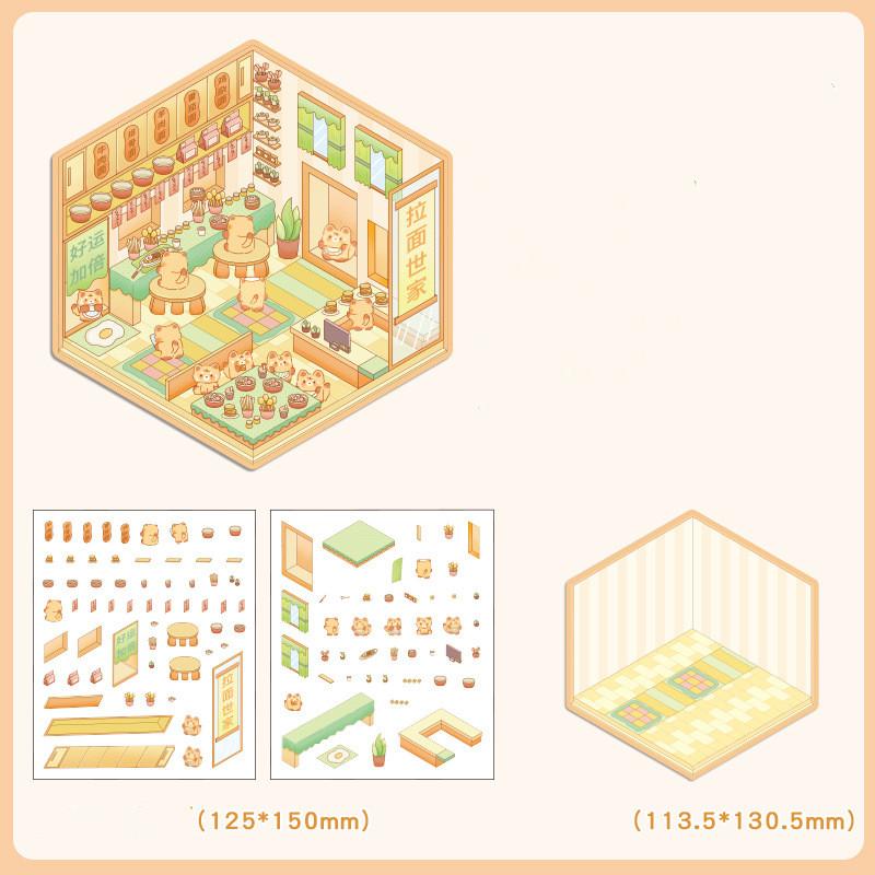 Сделай сам, ручная работа, милый мультяшный стикер, сладкая цветочная комната, библиотека, серия хлебобулочных изделий, наклейки для скрапбукинга, 3D-визуальные стековые наклейки