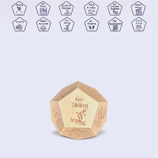 12 Sides Food Decision Dice Wooden Couple Date Night Ideas Dice Portable