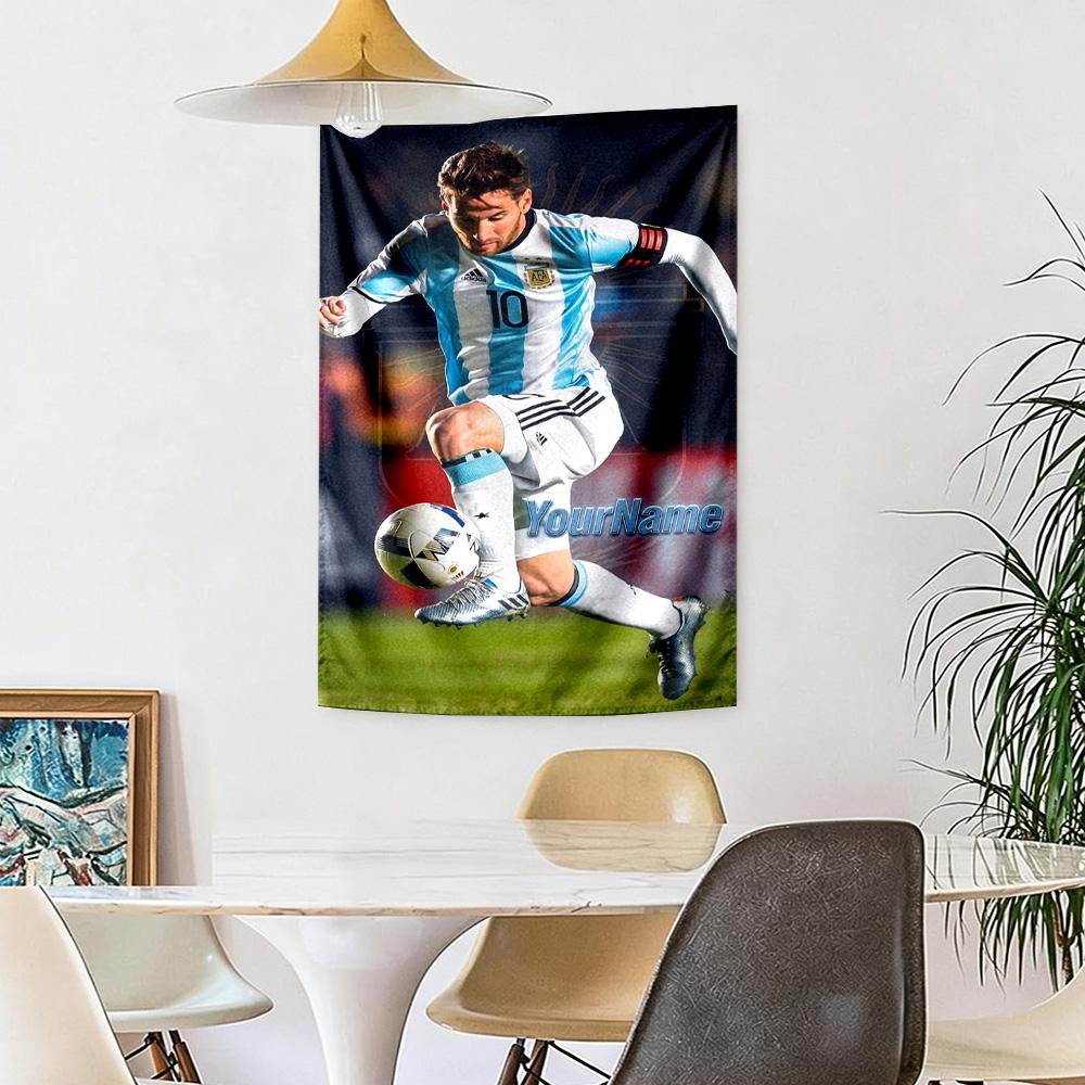 Messi Custom Your Name Wall Decor Tapestry Art For Pet Memorial Birthdaywedding Party Backdrop Family Gift