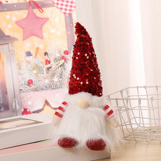 LED Light Up Christmas Gnomes Soft Plush Warm Lighted Dwarf Doll Ornaments with Glitter Sequins Hat for Home Table Decor