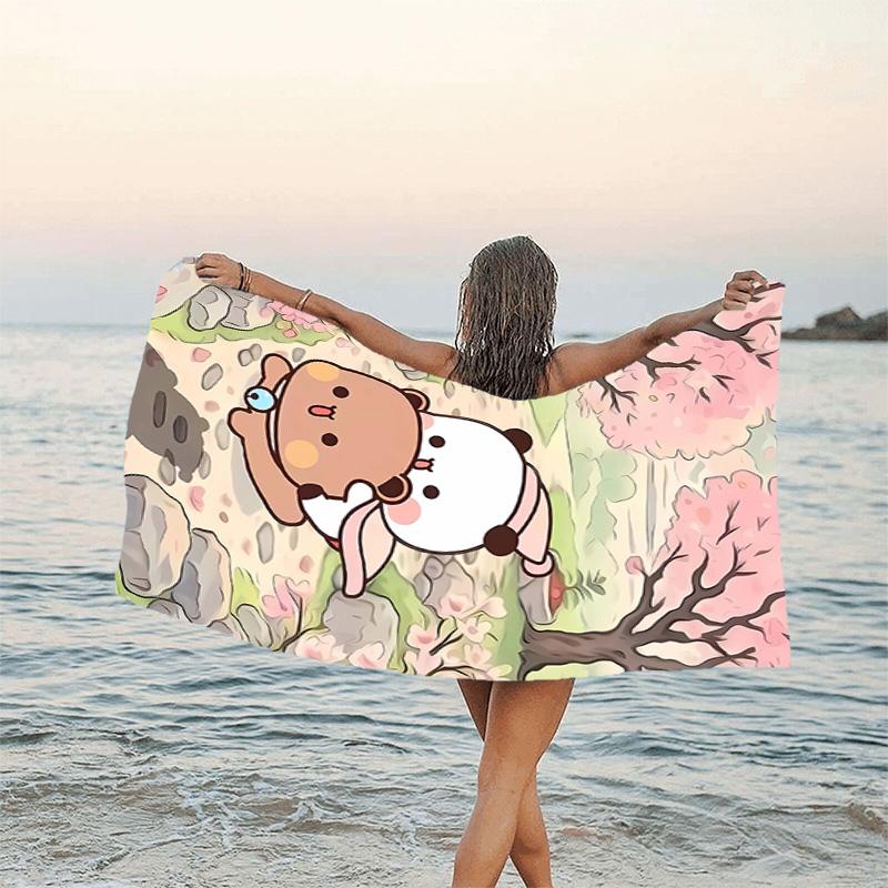 1pc Yier BuBu Bear2 Beach Towel, Beach and Seaside Swimming Pool Equipment, Fashion Pattern, Rectangular, Travel Essentials