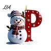Custom Christmas Tree Decorations 2D Snowman Ornaments, Personalized Letter Ornaments for Tree, Initial Ornament, Ornament DIY Hanging Xmas