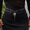 Hot Selling Butterfly Pearl Tassel Necklace Light Luxury Design Sense Waist Chain Clavicle Chain Two-Way Wear Niche Accessories