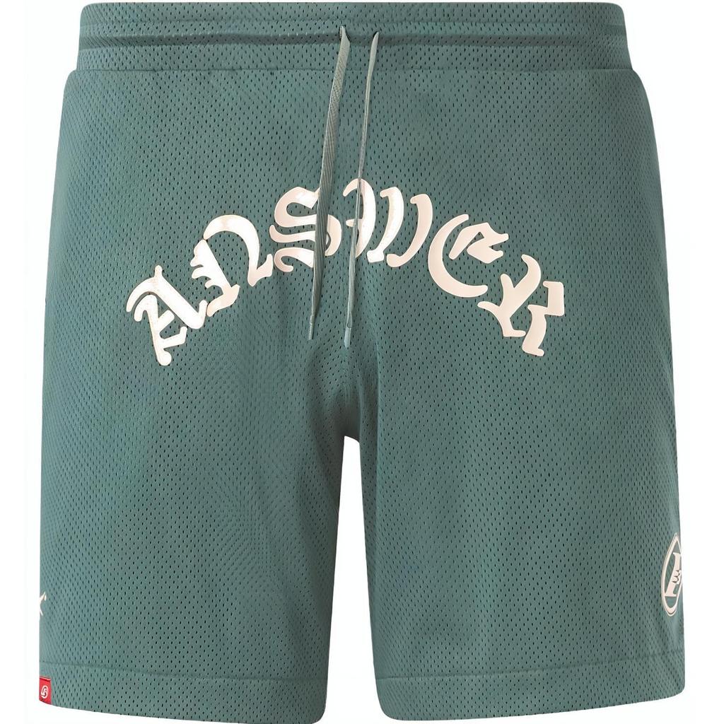 Reebok Allen Iverson Year Of The Rabbit Limited Edition Knitted Mesh Retro Mid-Rise Straight-Leg Basketball Shorts Men shorts Army-Green H47105