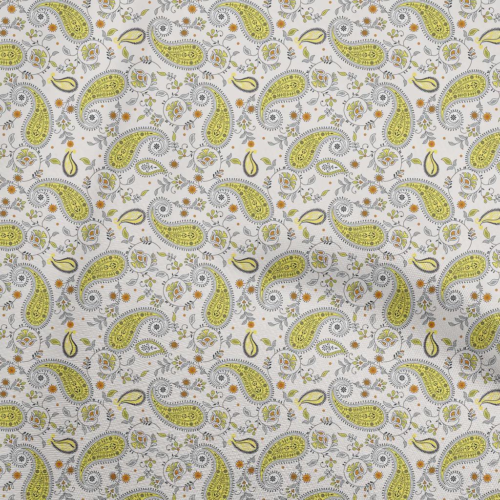 oneOone Cotton Flex Light Blue Fabric Paisleys Dress Material Fabric Print Fabric By The Yard 40 Inch