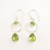 August Peridot Gemstone 925 Sterling Silver Sisters Day Dangling Hook Earrings EE-140-17