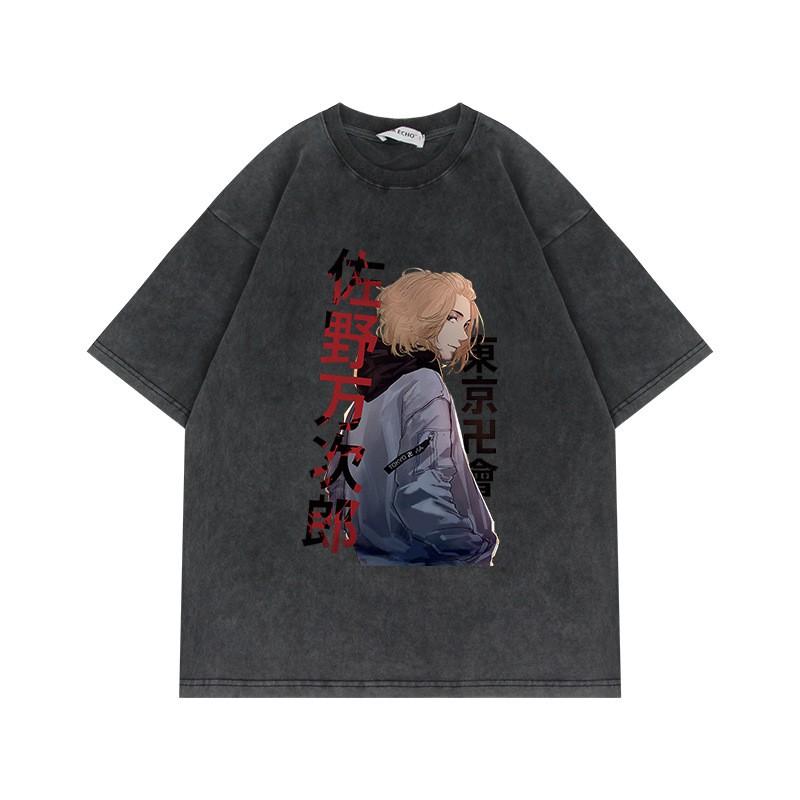 230g Tokyo Revengers T Shirt Oversized Vintage Anime Print Cotton Short Sleeve Tee