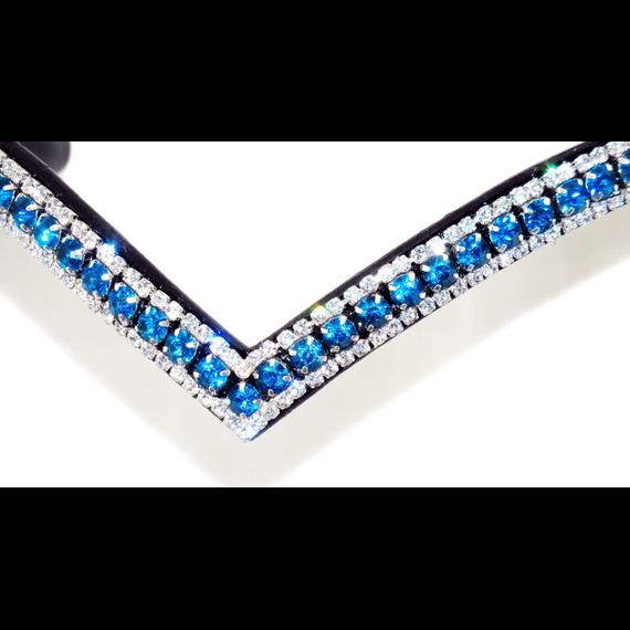 Dressage Bridle With Blue Crystal Brow-band ,Patent Nose-band With Flash For Horse