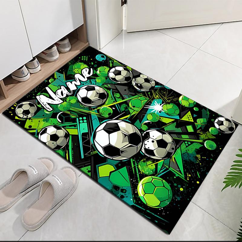 Custom Name Soccer Printed Carpet, for Office Chair Living Room Bedroom Kitchen Room Decor Gifts.