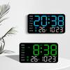 USB Powered LED Digital Wall Clock Voice Control Temperature Date Week Snooze Dual Alarm Clock DST Brightness Adjustment 12/24H