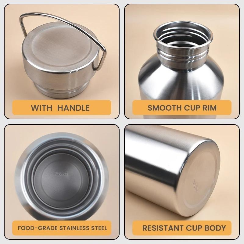 Бутылка для воды спортивная из нержавеющей стали большой емкости 2000 мл, неизолированная фляга для холодных и горячих напитков, герметичная дорожная кружка для улицы