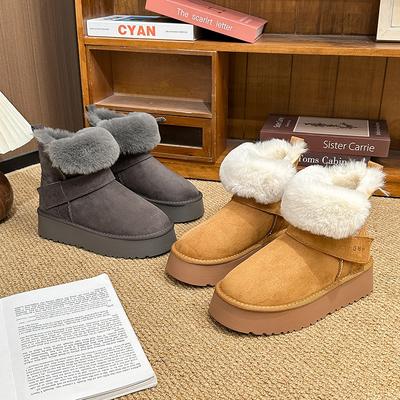 Женская модная мягкая эластичная зимняя теплая утепленная сноубутсы на толстой подошве, нескользящая, износостойкая, для активного отдыха на открытом воздухе, спортивные хлопковые ботинки