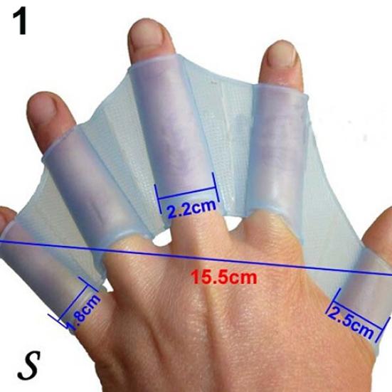 Swimming Finger Webbed Gloves Silicone Flippers Fins Paddle Frog Hand Accessory