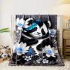 Cute Panda with Blue and White Flowers, Flannel blanket for bedroom, living room, sofa, and nap sofas