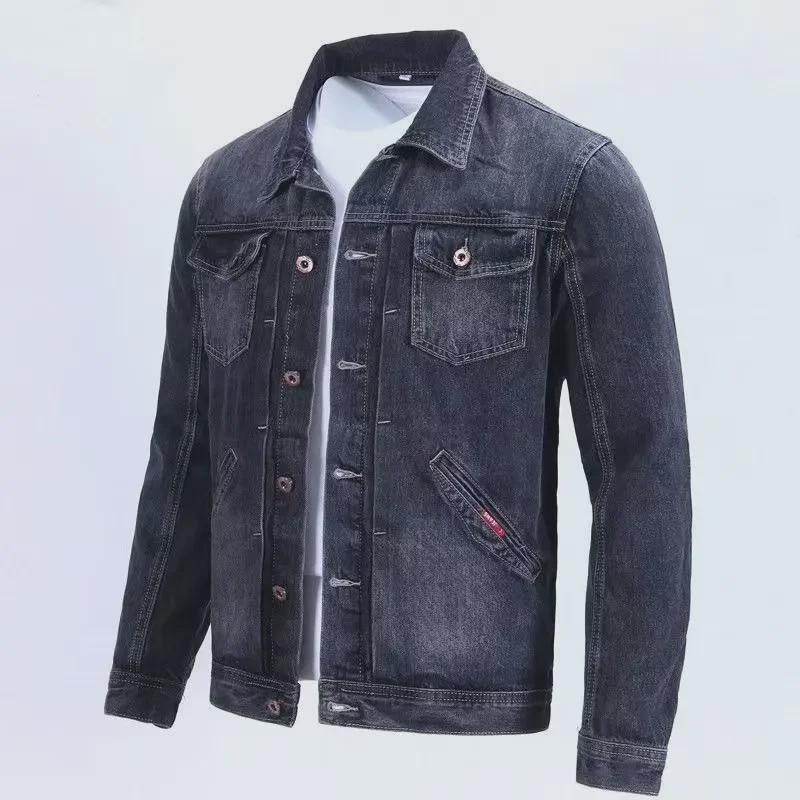 Мужская джинсовая куртка в стиле ретро: Модная повседневная приталенная верхняя одежда в корейском стиле для весны и осени.