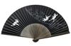 Folding Choju Jinbutsu Giga Paper Fan with Fan Silk Frog and Rabbit Black [Hanakanzashi] Men's Fan, (Choju-giga Paintings) Design, Bag, 22cm, Print,