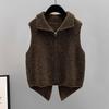 Women's Wool Blend Irregular Collar Knitted Vest