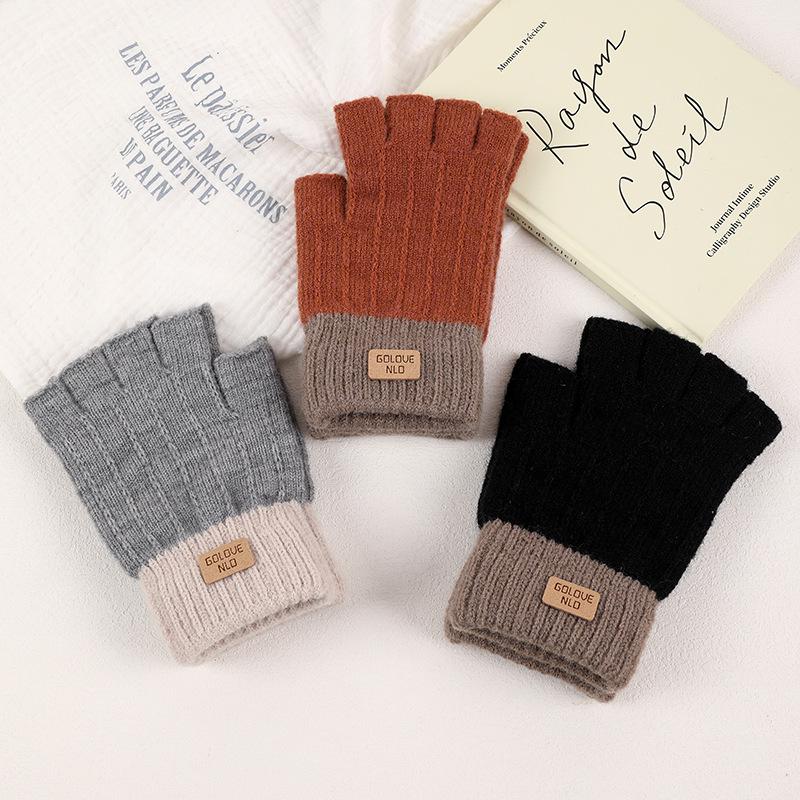 Женские вязаные перчатки без пальцев с сенсорным экраном в корейском стиле - Теплые, Нескользящие, Защищающие от холода для осени и зимы