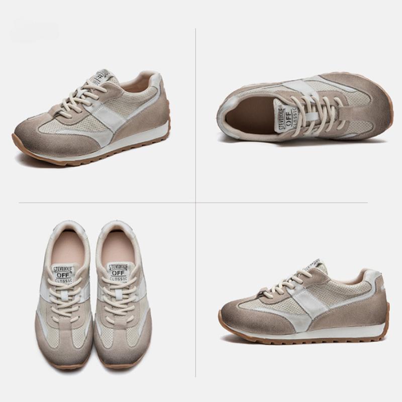 Johnature Кроссовки из натуральной кожи, повседневная спортивная обувь, универсальные женские туфли на плоской подошве в стиле ретро с круглым носком на шнуровке