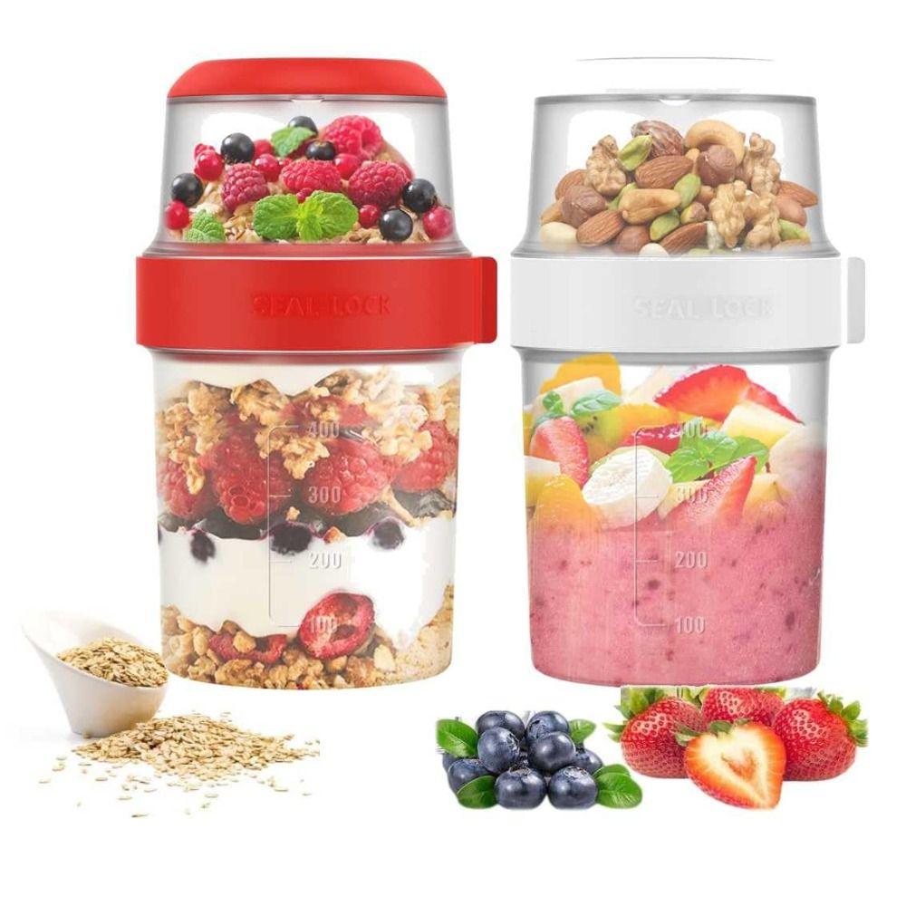 560ml Yoghurt Pots With Topping Oats Jars New Cereal And Milk On The Go Container Office Workers