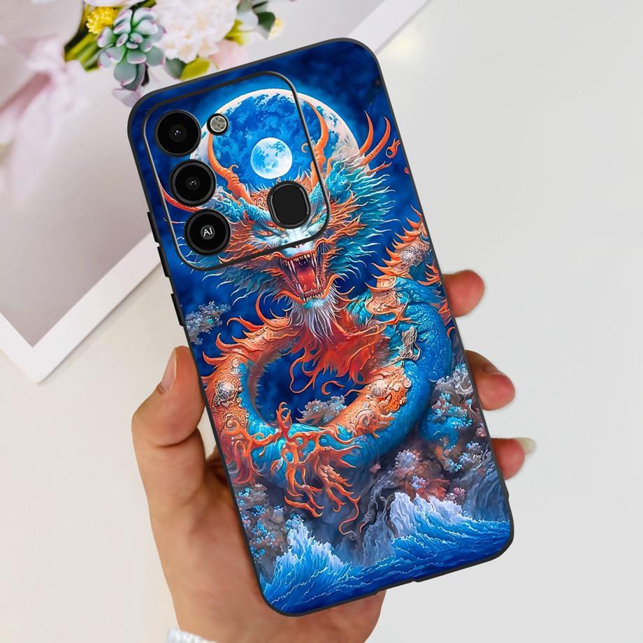For Tecno Spark 8c spark8 Phone Case Spark GO 2022 Back Cover Matte Soft TPU Silicone Bumper Child Fashion Cartoon Pattern Funda