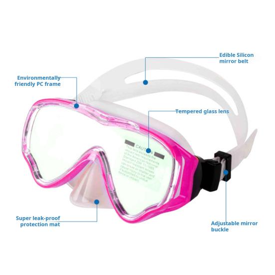 Детские очки для плавания с защитой носа, регулируемая подушка для лица для подводного плавания с маской и трубкой, противотуманные очки для плавания с широким обзором для детей
